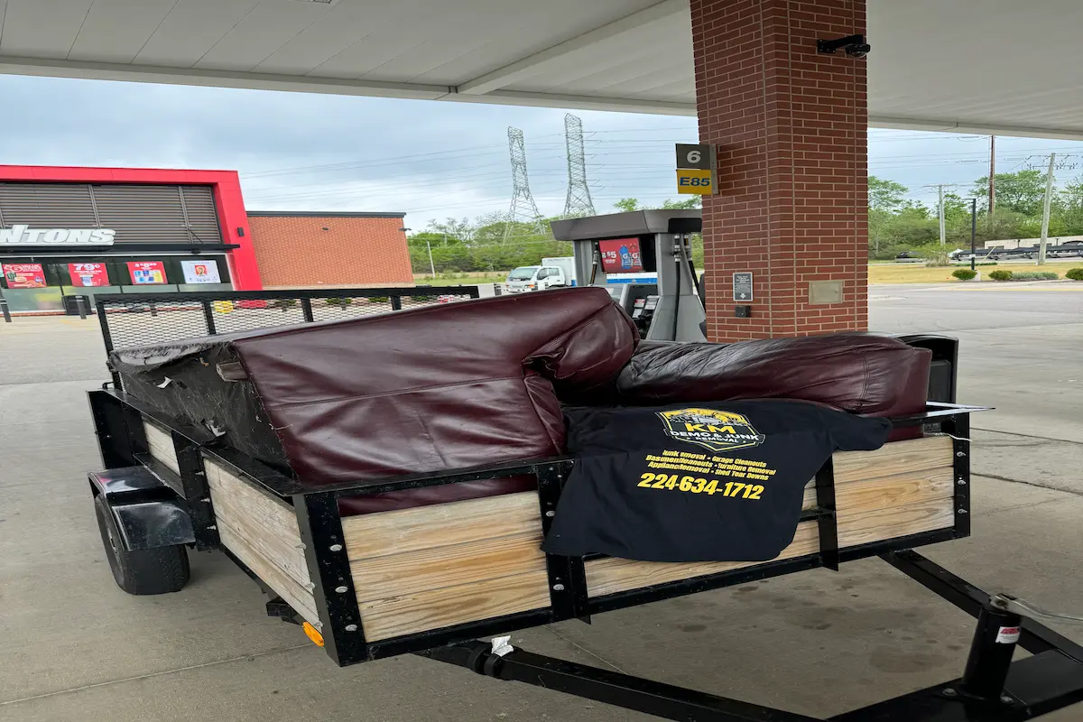 KM Demo and Junk Removal trailer for hauling jobs near Lake Zurich IL